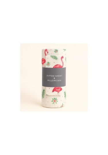 Tek Kişilik Flamingo Desen 90 X 200 Cm Lastikli Çarşaf Ve Yastık Kılıfı Pembe