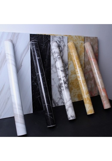 Opulentliving Mermer Desenli Pvc Yapışkan Duvar Kağıdı - Mutfak, Banyo, Mobilya Yenileme İçin 5m Rulo