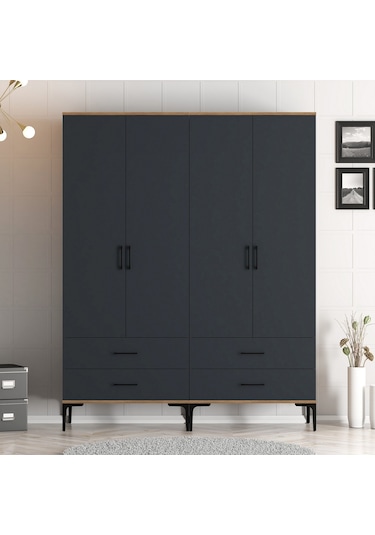 Variant Kumsal 4 Kapılı Tt Gardrop - Ceviz / Antrasit