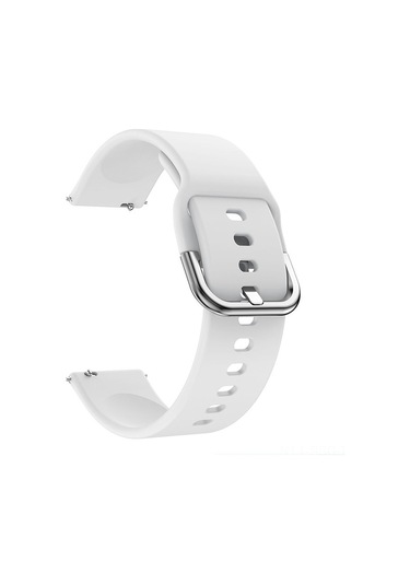Springsun 20mm Kilitli Kordonlu Silikon Saat Kordonu, Samsung Galaxy Watch Active2 Uyumlu, Yumuşak Konforlu, 9 Renk Seçeneği Beyaz