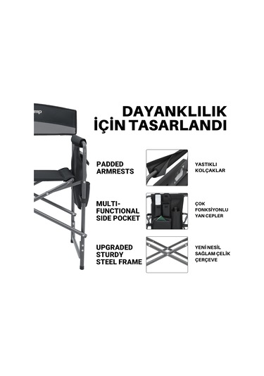 Kingcamp Ash Comfort Katlanır Kamp Sandalyesi Grey Gri