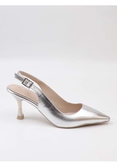Nesilshoes Nesil Shoes Özma 202 Gümüş Topuklu Kadın Sandalet GÜMÜŞ