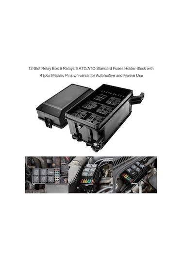Fastbuy 12 Yuvalı Röle Kutusu Standart Sigorta Tutucu Bloğu, 41 Adet Metalik Pimli Evrensel Otomotiv Ve Denizcilik İçin 1