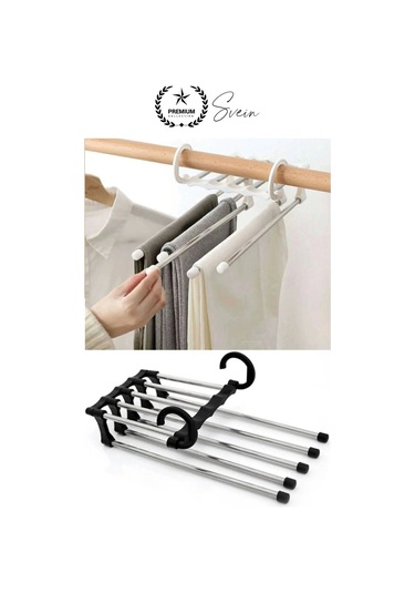 Pantolon Askısı 5 İn 1 Hareketli Dolap İçi Şal Kravat Düzenleyici Katmanlı Organizer Askılığı Çok Renkli