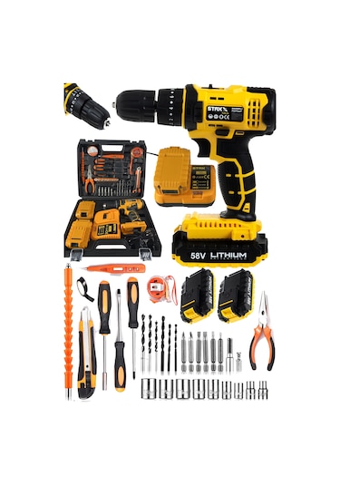 Staxx Power STX1070MB Kömürsüz Motor 58 V Samsung Çift Akülü Darbeli Matkap + 30 Parça