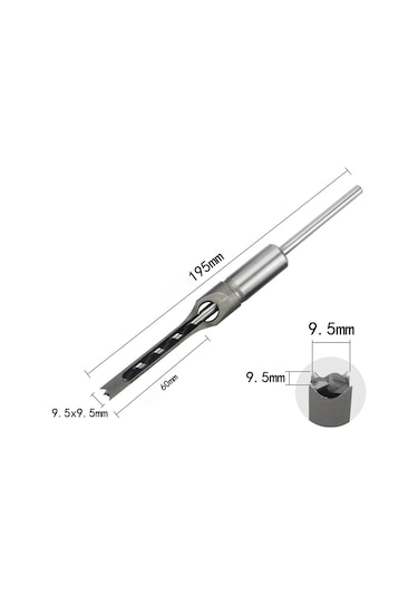 Youmex Ahşap İşçiliği Kare Delik Matkap Ucu - Hss Malzeme Dayanıklı - 3/8 İnç 9.5mm - Viraj Ve Tenon Makinesi İçin