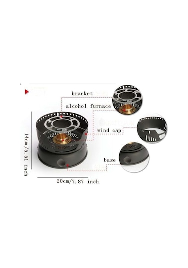 Alocs Kamp Pişirme Seti 10 Parça Alkol Ocaklı Çok Renkli