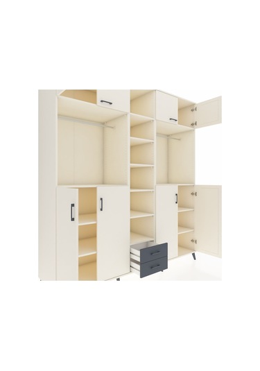 Kronos Dolap 14 Raflı 2 Çekmeceli 2 Askılı 220x59x243 Aytaşı-aytaşı/antrasit Aytası/antrasıt