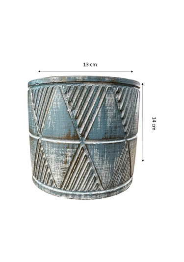 Bitki Tasarımı Ev Dekorasyon Mavi Eskitme Piramit Beton Saksı Çiçeklik Saksılık