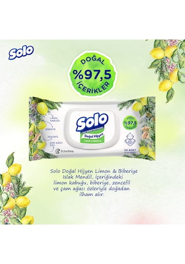 Solo Doğal Hijyen Limon&biberiye Islak Mendil 12'li 600 Yaprak