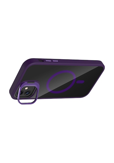 Subutu Apple Uyumlu iPhone 11 Kılıf Standlı Ve Kamera Lens li M-safe Şarj Özellikli Sbt Etro Kapak - Derin Mor Derin Mor