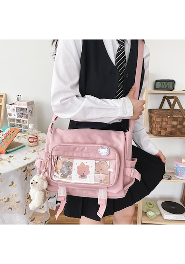 Mavi Kadın Çantası Messenger Kore Tarzı Kadın Sırt Çantası Koleji Büyük Kapasiteli Çok Yönlü Omuz Öğrenci Okul Postacı Çantaları Without Bear Mavi