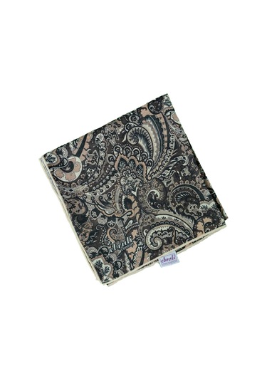 Ebruli Pamuklu Etnik Desenli Soft Eşarp 90x90 Cm Kahve