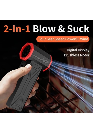 Fochsia Aicevoos Şarj Edilebilir Yüksek Hız Turbo Jet Fan Toz Üfleme Aleti Vakum Aksesuarlı Siyah