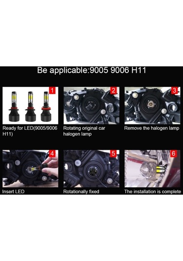 Sones 2 Adet S2 9005 / Hb3 / H10 Dc9-36v / 25w / 6000k / 2500lm Ip68 Araba Led Far Lambaları Soğuk Beyaz