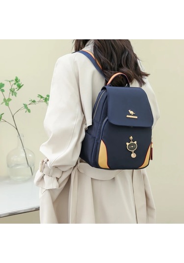 Lichen Kadın Moda Yönlü Naylon Sırt Çantaları Su Geçirmez Büyük Siyah