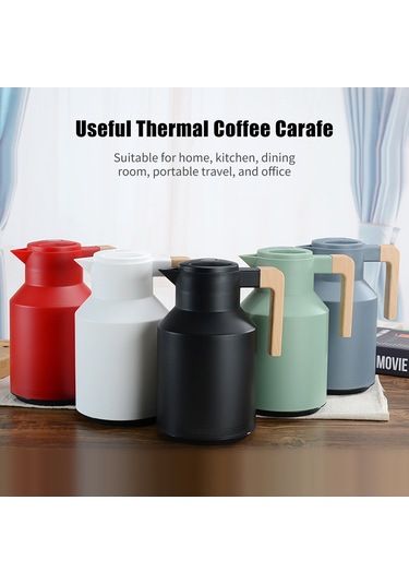 Hallow 1l Termal Kahve Sürahi Çift Duvarlı Termal Sürahi Ahşap Gri