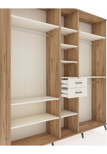 Hyperion Dolap 10 Raflı 2 Çekmeceli 3 Askılı 220x44x243 Çam-aytaşı/aytaşı Aytası/aytası
