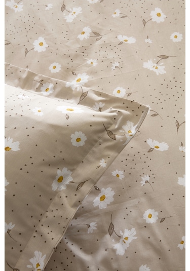 Karaca Home Daisy %100 Pamuk Çift Kişilik Nevresim Takımı Bej