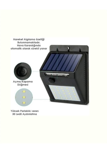 Solar Enerjili 20 Led Duvar Lambası Hareket Sensörlü, Su Geçirmez, Kablo Gerektirmez
