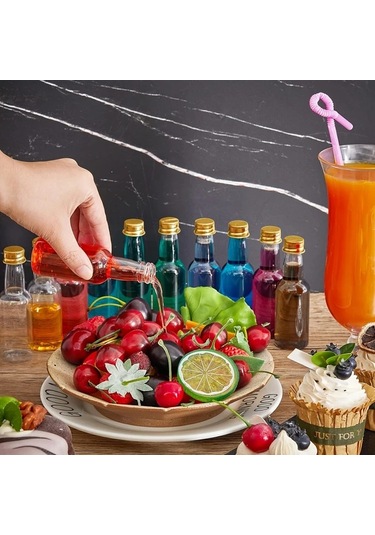 Willowhaven 50 Adet Mini Plastik Likör Şişesi 1.7oz Gümüş Kapaklı Mutfak Bar Kokteyl