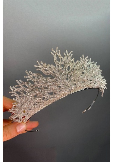 FdayAksesuar En Güzel Gelinler Için Canis 3d Orta Boy Gelin Tacı FRDY31584