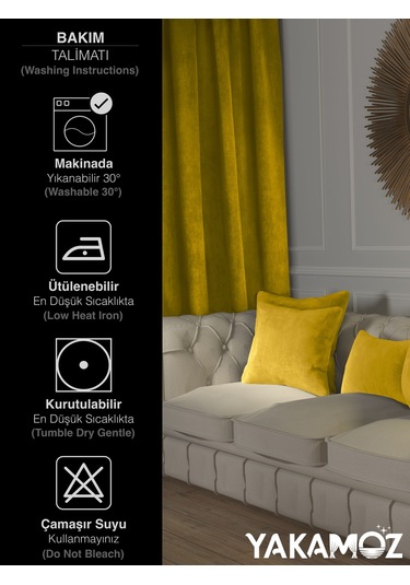 Br Yakamoz Güneş Sarısı Kırlent , Yastık Kılıfı Kadife Görünümlü Velvet Touch Serisi Güneş Sarısı