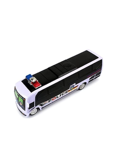 Oyuncak Pilli Polis Otobüsü 26cm 3d Işıklı Ve Siren Sesli Çarp Dön Özellikli Renkli
