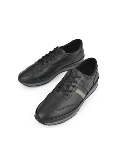 Ziya, Erkek Hakiki Deri Sneaker 143423z78 Siyah Siyah