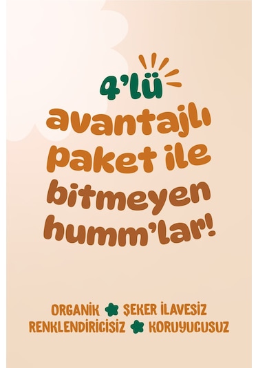 Humm Organic Organik Tatlı Atıştırmalık Karma 4 x 55 G