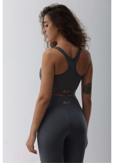 Polyester Gri Normal Bel Fitted Basic Sporcu Tayt Gri