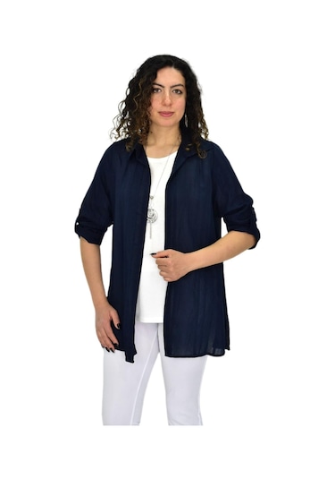 Shine Kadın Gömlek Tişöt 2 Li Kombin Takım Bgl-st04660 Lacıvert