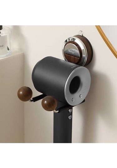 Wondernest Zımbasız Vantuzlu Tutucu, Saç Kurutma Makinesi Lichen Banyo Askısı Siyah
