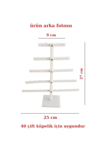 5 Katlı Çam Şeklinde Beyaz Pleksi Küpe Standı 40 Çift Küpe Orta Boy Küpe Takı Düzenleme Organiz Çok Renkli