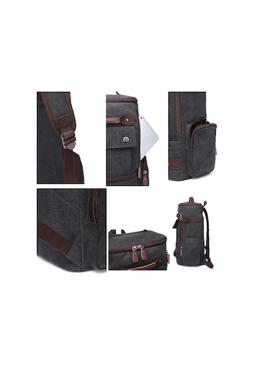 C-active Büyük Boy Erkek Sırt Çantası Kanvas Kumaş 1258 07 Açık Kahve Kahverengi