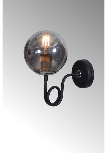 Luzarana Gali Krom-siyah Metal Gövde Füme Camlı Tasarım  Aplik Sarı