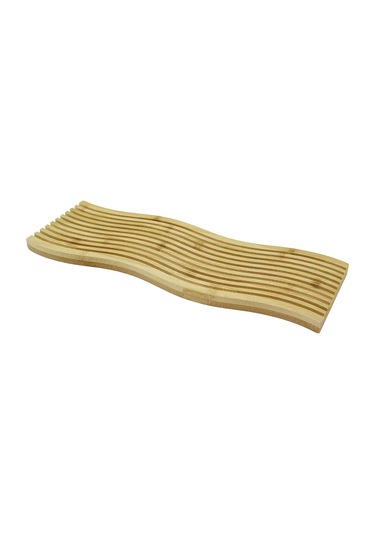Dalgalı Kenar Çift Taraf Düz - Dalgalı Oyuk Kanallı Ahşap Bambu Sunum Tepsi 15x39x1.5cm 4741 12 Izgara