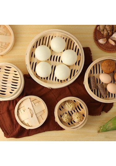 Homyl Bambu Vapur El Yapımı Yuvarlak Sum & Bun Vapuru 18cm
