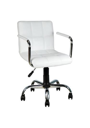 Mobilyakeyfi Bürocci Carla Çalışma Koltuğu-Beyaz Deri-9503D0109