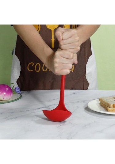 2 Adet Isıya Dayanıklı Silikon Pota Kaşık Uzun Saplı Asılı Delik Yapışmaz Karıştırma Kaşığı Mutfak Pişirme Gereçleri