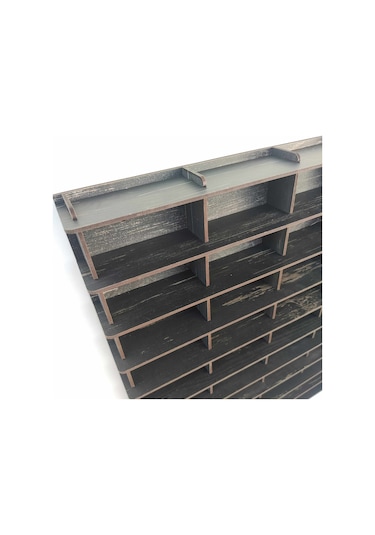 50 Araçlık Eskitme Siyah Ahşap Hobi Araba Rafı Kişiye Özel İsiml