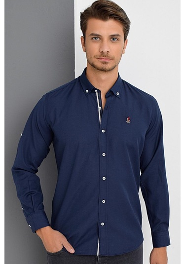 G974 Dewberry Erkek Gömlek-lacivert Lacivert