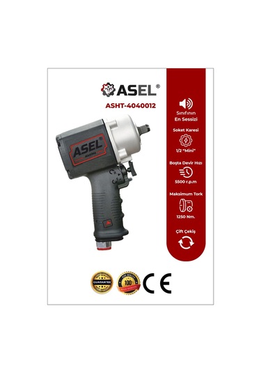 Asel Asht-4040012  Havalı Somun Sıkma Sökme Tabancası 1/2