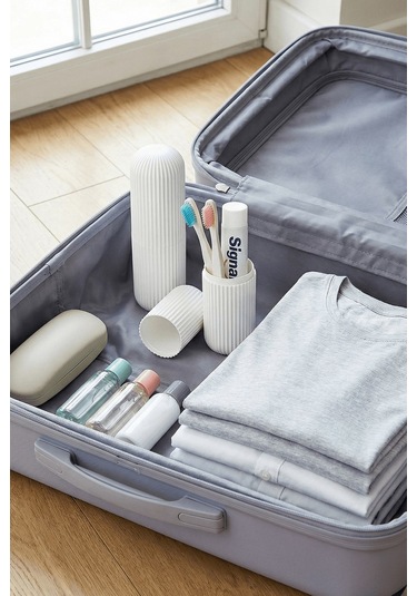 Beyaz - Seyahat Tipi Diş Fırçası, Makyaj Malzemesi Saklama Kabı, Çok Amaçlı Aksesuar Organizeri Beyaz