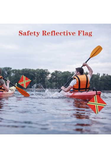 Mufunye 4 Adet 30x30cm Oxford Kumaş Kayak Bayrağı, Yansıtıcı Çizgili, Görünürlüğü Artırıcı, X Tipi Kare Desenli