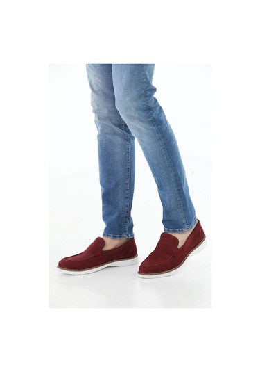 M.Karaca Hakiki Süet Deri Ortopedik  Klasik Erkek Ayakkabı Bordo