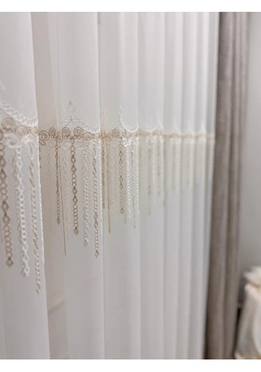 Nivemeshome 2571 V -117 Reina Gold 1/2,5 Pileli Bambu Tül Perde 400x280