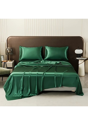 Trendooze Parça Lüks Saten Yatak Takımı Makinede Yıkanabilir Polyester Gümüş Gri Sunshine022 Silvery Grey 3 Gümüş Gri