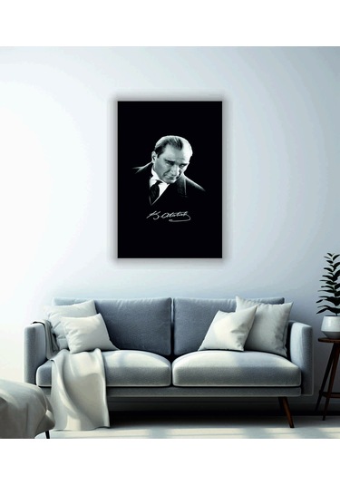 Siyah Beyaz Atatürk Temalı Cam Tablo