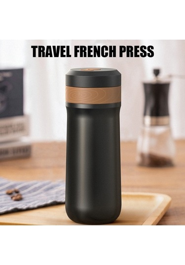 Pazly Seyahat İçin 2 Katmanlı French Press Kahve Makinesi H47173 Siyah Siyah